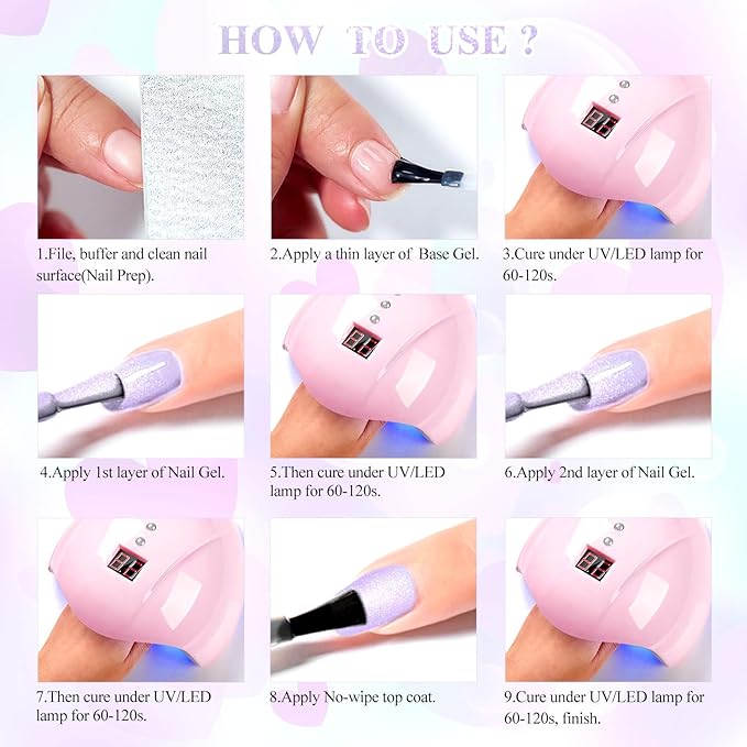 MEET ACROSS Gel Polish Nail Set 18 Colors Spring Pastel Girly Gold Foil Sparkle Glitter Gel Polish Set Dreamy Town Collection Macaroon Bright Pastel Nail Manicure Kit