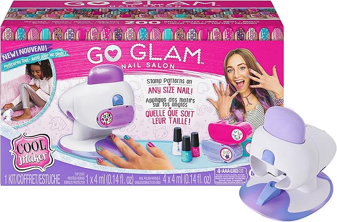 Cool Maker, GO Glam Nail Stamper Deluxe Salon with Dryer for Manicures and Pedicures with 3 Bonus Patterns and 2 Bonus Nail Polishes, Amazon Exclusive
