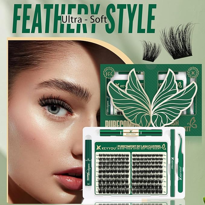 Lash Extension Kit 144pcs Thick Super Soft Lash Clusters,10-18mm D Curl Individual Lashes Kit with Bond and Seal Applicator and Brush Remover Easy to DIY at Home（PC03Kit-D-10-18MIX）