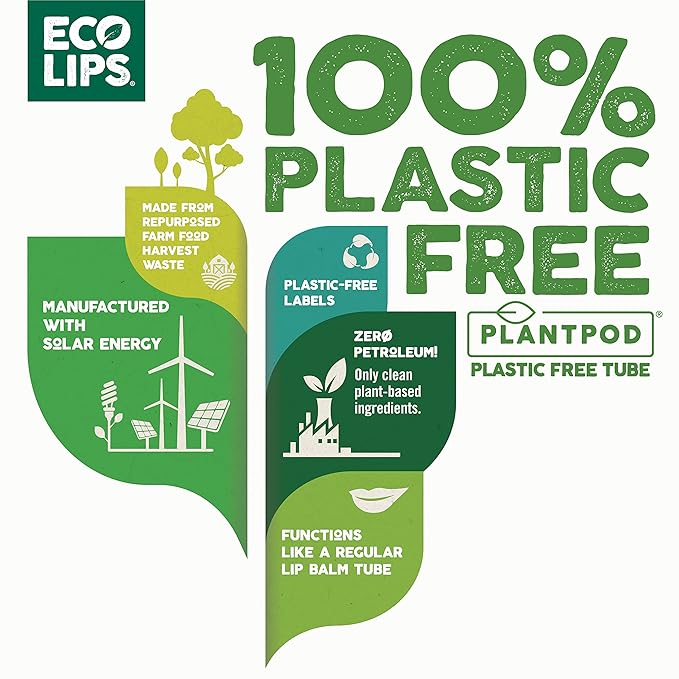 Eco Lips - Pure & Simple Raspberry, Coconut and Vanilla Organic Lip Balm 9-Pack (0.15 oz.) - 100% Natural. 100% Plastic-Free Plant Pod Packaging. Made in USA