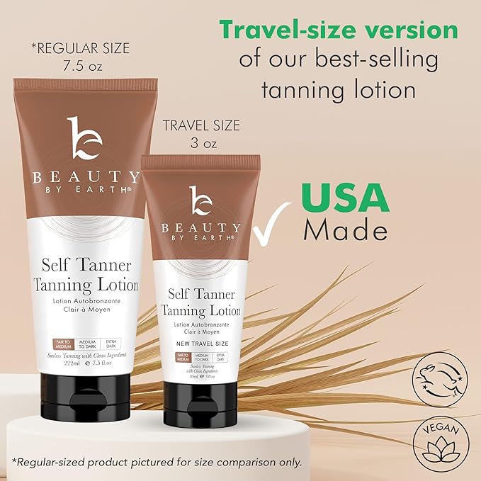 Self Tanning Lotion - Travel Size Tanner for Sunless Tan with Organic & Natural Ingredients