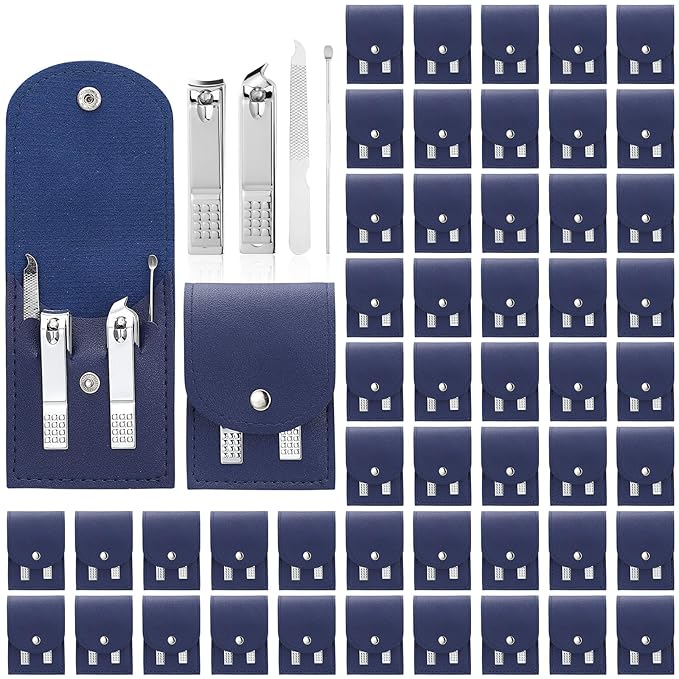 Geosar 50 Set Travel Manicure Kit Nail Clippers Pedicure Professional Nail Care Tools Stainless Steel Grooming Set with Portable Travel Case Gifts for Mother Father(Navy Blue)