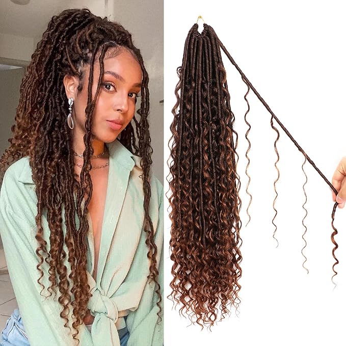 8 Packs Goddess Faux Locs Crochet Hair-24 Inch Boho Soft Locs Crochet Hair for Black Women (T30, 24 Inch(Pack of 8))