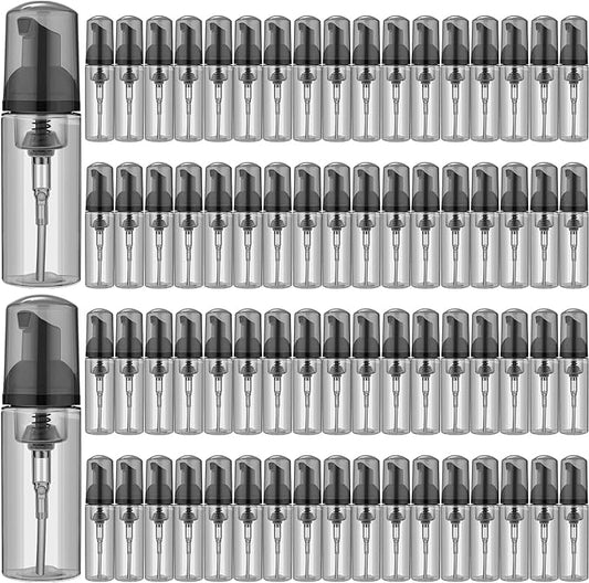 70 Pcs 2 oz Plastic Foam Soap Dispensers Refillable Lash Shampoo Bottles with Pump Mini Eyelash Cleaning Foam Bottle Dispenser for Refillable Travel Cosmetics (Gray)