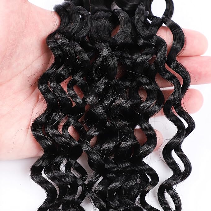 Human Braiding Hair Boho Hair For Braiding Water Wave Bulk Human Hair No Weft 100g (1Pack-2Bundles) 100% Human Hair Braiding Hair For Bohe Braids (16inch, Natural Black)