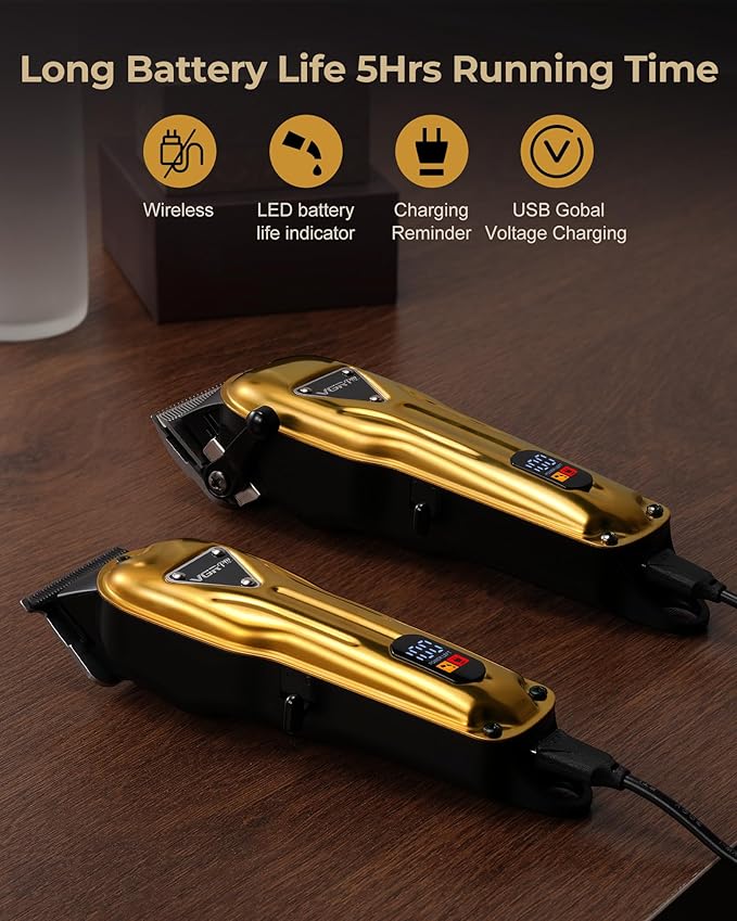 Hair Clippers for Men Professional, Cordless Clipper and Trimmer Set, Clippers for Hair Cutting Kit with Long Battery Life, Electric Hair Trimmer for Family Barber Kids Use