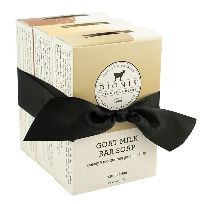Dionis Goat Milk Skincare Bar Hand Soap, Shea Butter & Olive Oil Nourish, Moisturize, & Restore, For All Skin Types, Non Greasy, No Residue, Warm & Sweet Scents, Gift Set Bundle Of 3 Moisturizing Bars