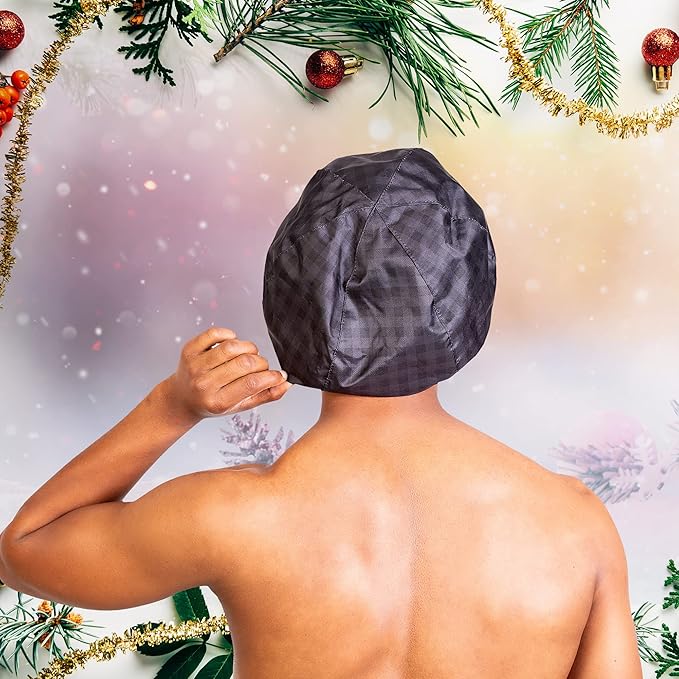 Green Camouflage Men Shower Cap For dreadlocks, braids, curls, locs, curly hair. Waterproof, Reusable, Large shower cap for mens hair. Terry cloth lined, elevated, sleek looking shower caps