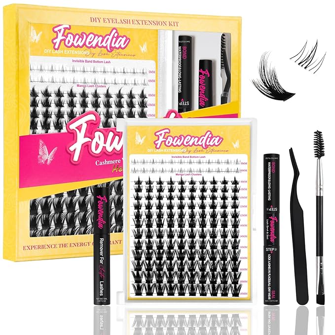 Manga Lash Clusters Kit 8-18mm Eyelash Clusters DIY Lash Extension Kit Waterproof Anime Lashes Ultra-Thin Invisible Band 0.3mm Individual Cluster Eyelash Extensions, California Sunset-Kit