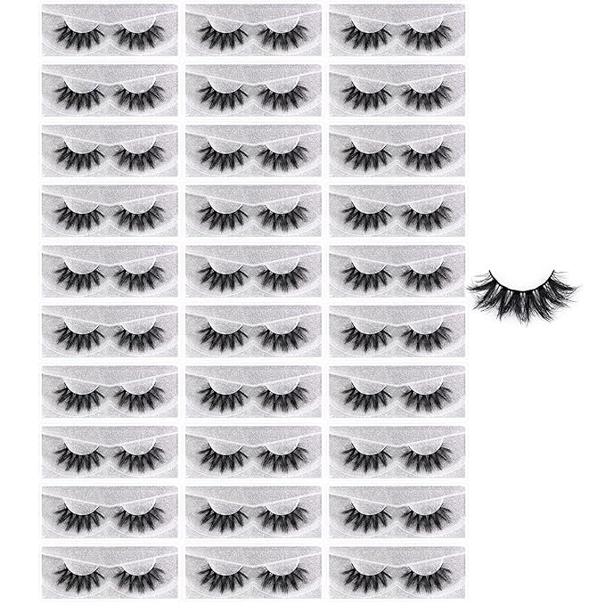 FARRED Wholesale Fluffy Dramatic Bulk Lashes 30 pairs Pack Individual Box 18mm Volume Faux Mink Eyelash Thick 8D Fake Lash Short Natural Look Eyelashes (F02-30 pairs)