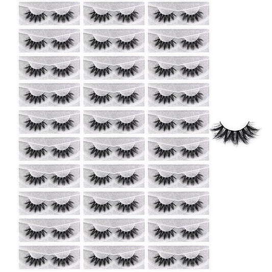 FARRED Wholesale Fluffy Dramatic Bulk Lashes 30 pairs Pack Individual Box 18mm Volume Faux Mink Eyelash Thick 8D Fake Lash Short Natural Look Eyelashes (F02-30 pairs)