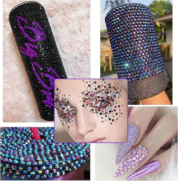 Blinginbox Flatback Rhinestones Bulk,14400pcs Crystal Round Loose Gemstones Glass Rhinestones for Crafts Makeup Nail Art Clothes Shoes DIY Decorations(SS16,3.8-4.0mm,Tanzanite)