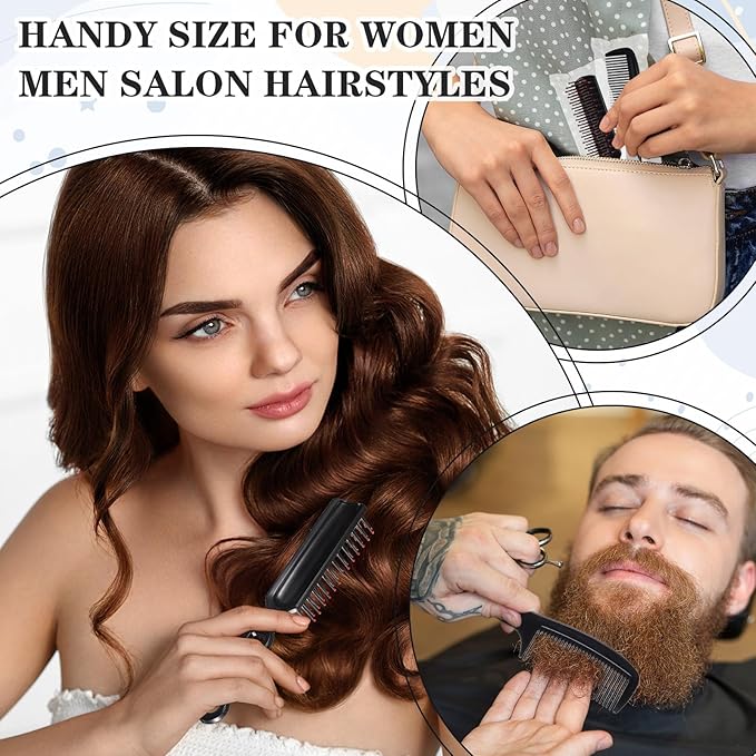 Baderke 144 Pack Individually Wrapped Hair Brushes Combs Set for Homeless, Detangling Brush Widen Combs for Curly Hair Suitable for Women Men Shelter Nursing Hotel Church Charity Supplies(Black)