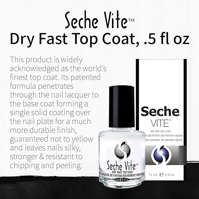 Seche Vite Dry Fast Top Nail Coat, Clear - .5 oz. oz (Pack of 2)