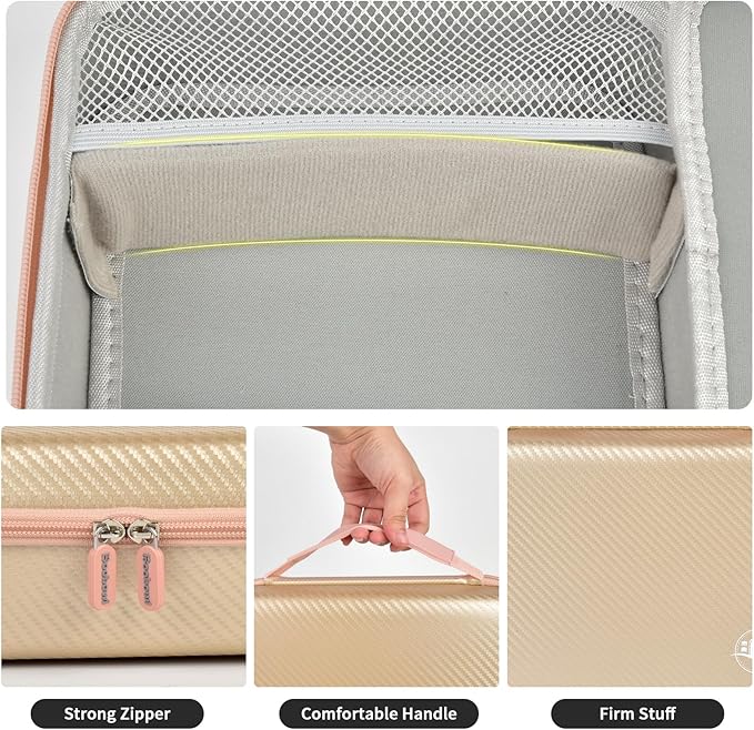 Boobowl Barber Accessories Bag for Clippers and Supplies, Mens Hair Trimmers Box, Portable Clipper Storage Holder for Hair Cutting, Guard Grooming Kit and Barbers Supplies (Bag Only)- Gold