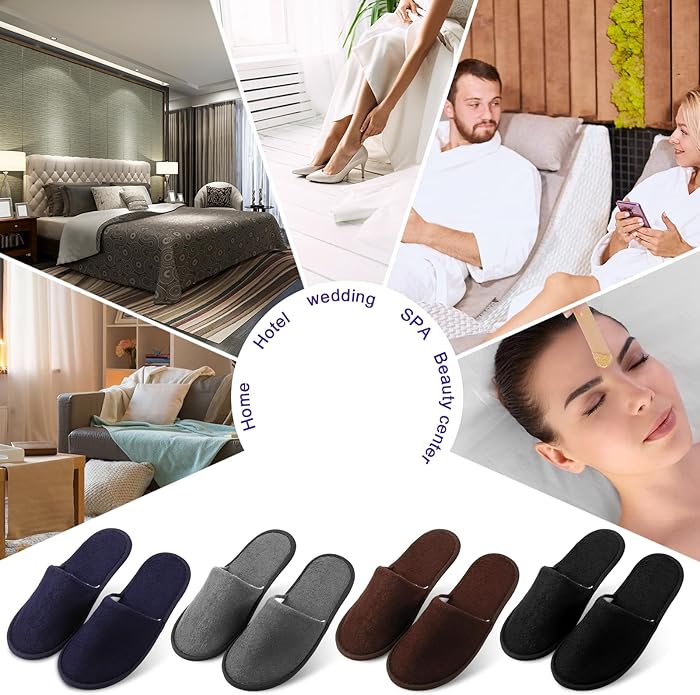 Geyoga 12 Pair Disposable House Slippers for Guests Non Slip Disposable Slippers for Spa Travel Hotel Shoeless Home Bride Bathroom Bedroom