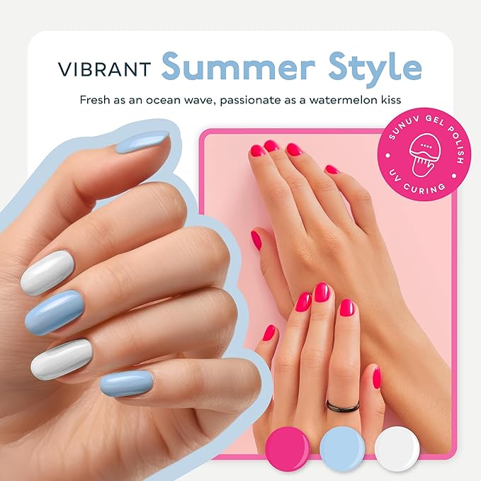 SUNUV Hema Free 16 Color Gel Nail Polish Kit with Base Top Coat,White Black Pink Nude Silver Glitters Gel Polish Set, Manicure Set Salon DIY Home Gift