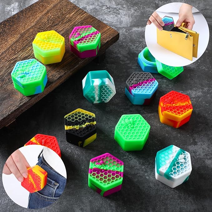 Outus 20 Pcs 26 ml Silicone Wax Containers Non-stick Silicone Wax Containers Multi Use Storage Jars Oil Concentrate Bottles for Home Kitchen Travel, Assorted Colors