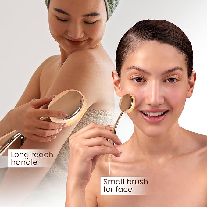 Self-Tan Back Applicator - Self Tanner Brush for Back - Body and Face Kabuki Brush Applicator for Fake Tan, Lotion, Makeup, and Sunscreen, Back Brush Applicator for Sunless Tanner and cream