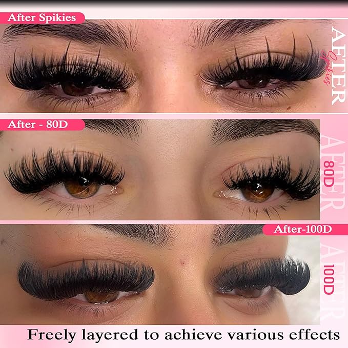 Lash Clusters With Spikes Eyelash Extensions 295Pcs DIY Salon-Level Spiky Lashes Cluster Individuals 80D 100D Cluster Eyelash Extensions D Curl 12-20MM