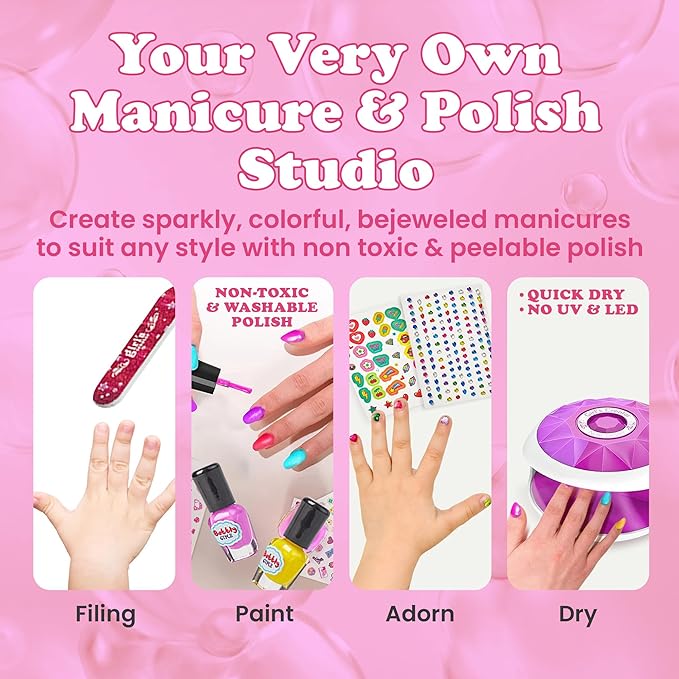 Kids Spa Day Kit for Girls - 42+ Piece Set with Waterfall Foot Spa - Perfect Spa Kit for Girls Ages 5+, Fun Pedicure and Party Supplies, Ideal for Girls Ages 6 7 8 9 10-12