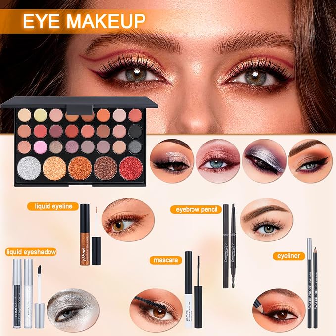 Makeup Kit For Teens,Girls Make up kit,Makeup Set For Women Full Kit with Makeup Box, Eyeshadow Palettes, Lipsticks, Brushes and Beauty Tools,(black)