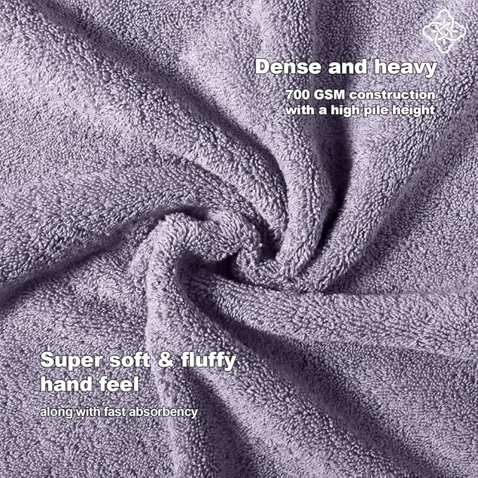 BIOWEAVES 100% Organic Cotton 700 GSM Luxury Wash Cloths GOTS Certified 13" x 13" Face Towel - Lavender, Pack of 12