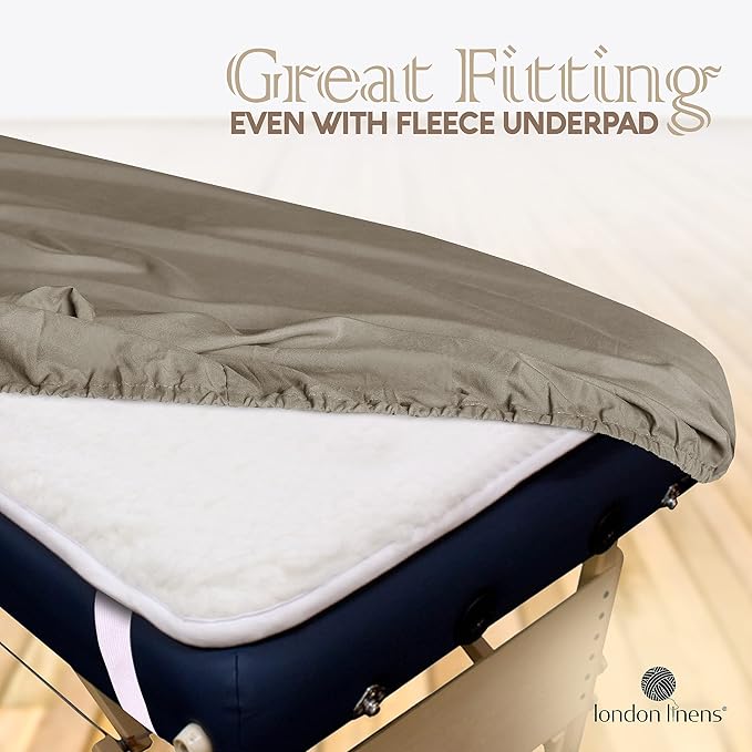 LONDON LINENS Soft Microfiber 3-Piece Massage Table Sheets - Super Lightweight, Stain and Wrinkle Resistant - Includes Table Cover, Fitted Sheet, and Face Rest Cover (walnut)