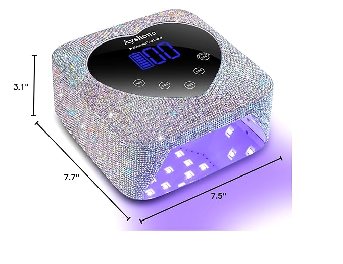 Cordless UV LED Nail Lamp,72W Rechargeable Nail Dryer Gel Polish Light with Large LCD Display,Rechargeable Nail Curing Lamp for Salon & Home (AB Diamond)