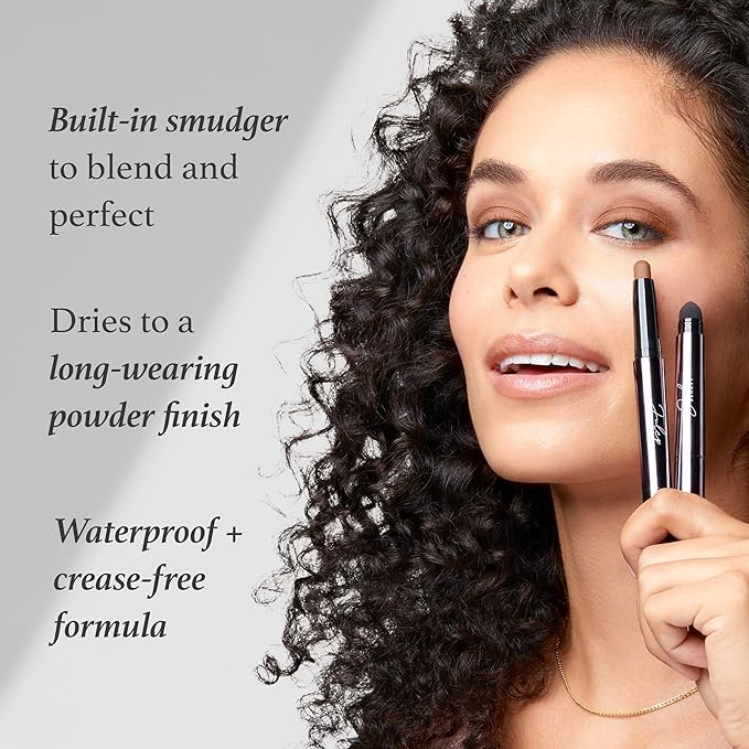 Julep Eyeshadow 101 Crème-to-Powder Waterproof Eyeshadow Stick Duo – Long-Lasting, Crease-Proof, Easy Apply with Built-in Smudger - Papaya Matte & Tigers Eye Shimmer