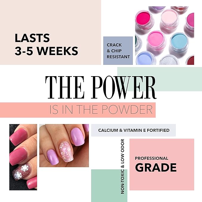 Revel Nail Dip Powder - Pink for Nails, Chip Resistant With Vitamin E and Calcium, DIY Manicure, 12-Pack Light Pink & Red Set