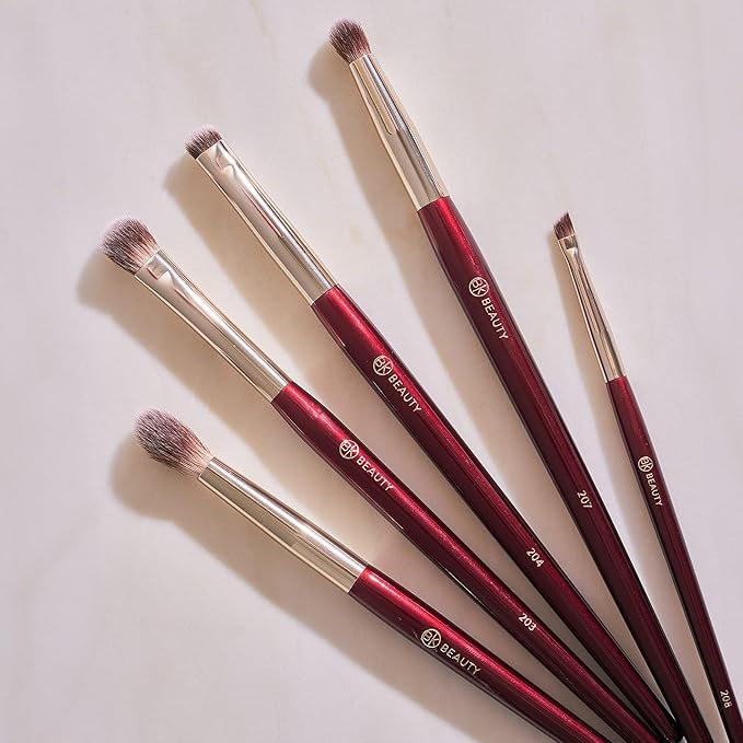 BK BEAUTY - BRUSH SET FOR HOODED OR SMALLER EYES (5PC) - Eyeshadow Brush Set for Blending, Smudging & Defining Eyeshadow and Eyeliner | Premium Eye Makeup Brushes for Precise Application