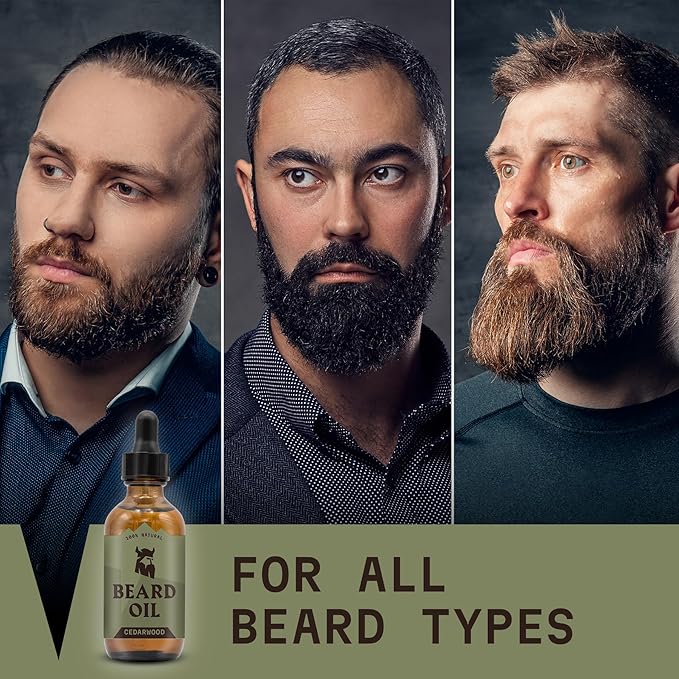 Striking Viking Beard Oil for Men - 2 Fl Oz, Cedarwood Scent - Naturally Derived Conditioner with Almond, Tea Tree, Argan & Jojoba Oil for Beard Growth, Softening & Moisturizing