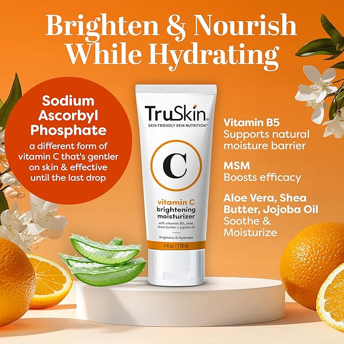 TruSkin Super C Duo with Vitamin C Plus Super Serum for Face, 1 fl oz & Vitamin C Brightening Moisturizer, 2 fl oz – Anti Aging Skin Care Gift Set for Hydrated, Smooth & Firmer-Looking Skin