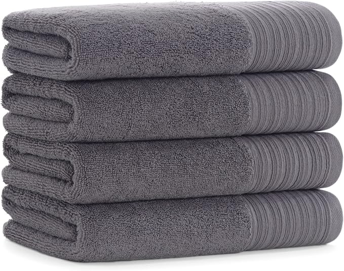 Aston & Arden Anatolia Turkish Hand Towels - Pack of 4-100% Ring Spun Cotton, Soft Plush Absorbent, 600 GSM Low Twist Weave, Premium Towel for Hotel, Spa, Bathroom, 18 x 32 in, Pewter Grey