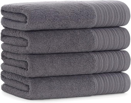 Aston & Arden Anatolia Turkish Hand Towels - Pack of 4-100% Ring Spun Cotton, Soft Plush Absorbent, 600 GSM Low Twist Weave, Premium Towel for Hotel, Spa, Bathroom, 18 x 32 in, Pewter Grey