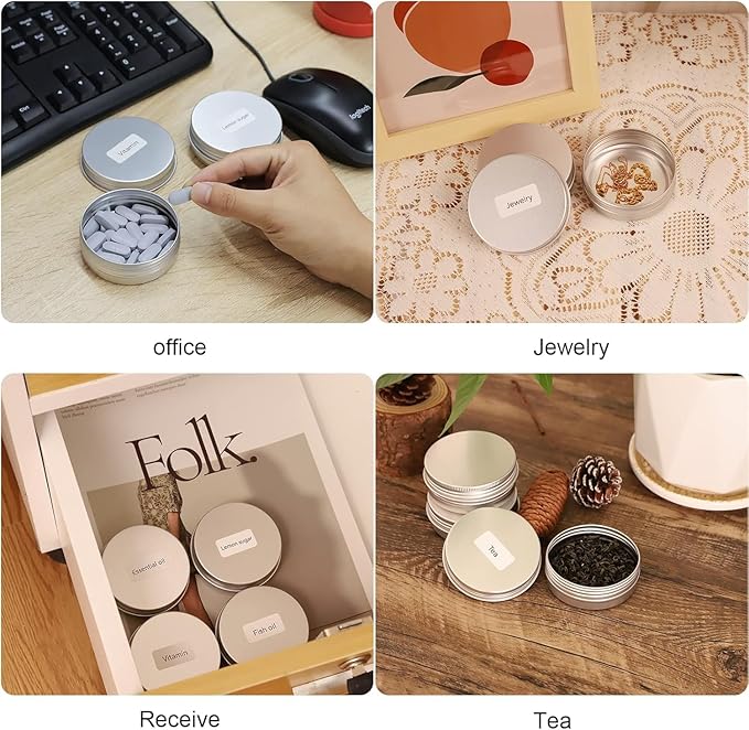 78 Pcs 2 Oz Aluminum Tin Cans Round Cans with Screw Lids, Refillable Cosmetic Metal Containers Food Candle Containers with Screw Tops for Crafts, Food Storage, DIY