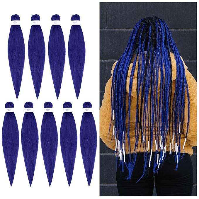 BNG 3X Pre-Stretched Braiding Hair, 28" Professional Itch Free Synthetic Fiber Braids Hair Extensions for Easy Braid, 3 PACKS (9 bundles), (#Dark Purple)