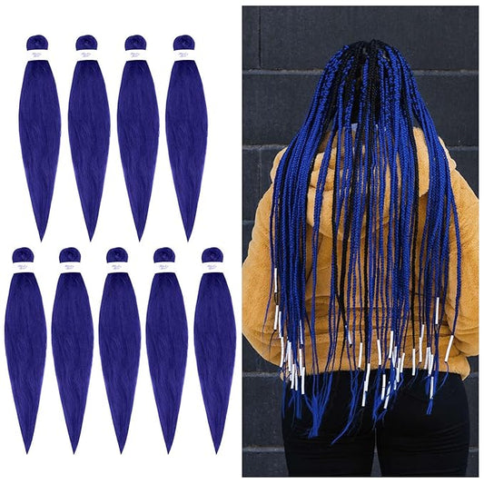 BNG 3X Pre-Stretched Braiding Hair, 28" Professional Itch Free Synthetic Fiber Braids Hair Extensions for Easy Braid, 3 PACKS (9 bundles), (#Dark Purple)