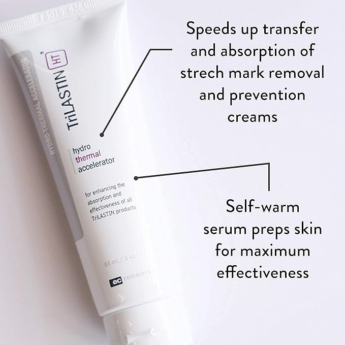 TriLASTIN Maternity Stretch Mark Prevention Cream (4oz) Bundle with Hydro-Thermal Accelerator (3oz) | Pregnancy Must-Have | Safe and Hypoallergenic Gift for First-time Moms | 2 Month Supply