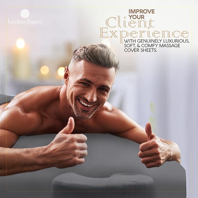 LONDON LINENS Soft Microfiber Massage Table Sheets Set 3 Piece Set - Includes Massage Table Cover, Massage Fitted Sheet, and Massage Face Rest Cover (Grey)