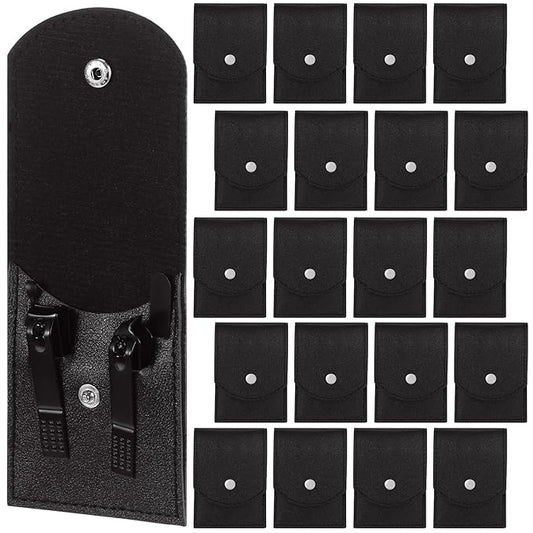 Therwen 50 Sets Stainless Steel Nail Clippers Bulk Professional Manicure Pedicure Set Nail Care Kit with Travel Case Grooming Kit for Men Women Colleagues, Black