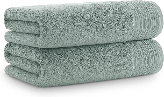 Aston & Arden Anatolia Turkish Bath Towels - Pack of 2-100% Ring Spun Cotton, Soft Plush Absorbent, 600 GSM Low Twist Weave, Premium Towel for Hotel, Spa, Bathroom, 30 x 60 in, Sage Green
