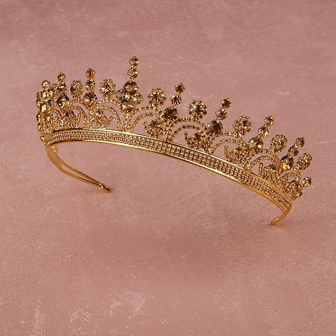 LIMELIA Women's Tiara for Henna Wedding Party|Glitter Hair Accessories for Bridal Birthday Pageant Prom Halloween Cos-play Christmas Party|Queen-Honey