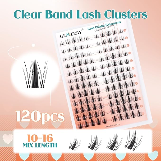 GEMERRY Lash Clusters Natural Cluster Lashes Wispy Cluster Eyelash Extensions Lash Extension Clusters DIY at Home Eyelash Clusters