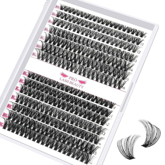 280 Pcs Individual Lashes 60D+80D Mixed 0.05 Lash Clusters 14 Rows that Look Like Eyelash Extensions DIY Lash Extension Self Application At Home (60+80-D-9-16mix)