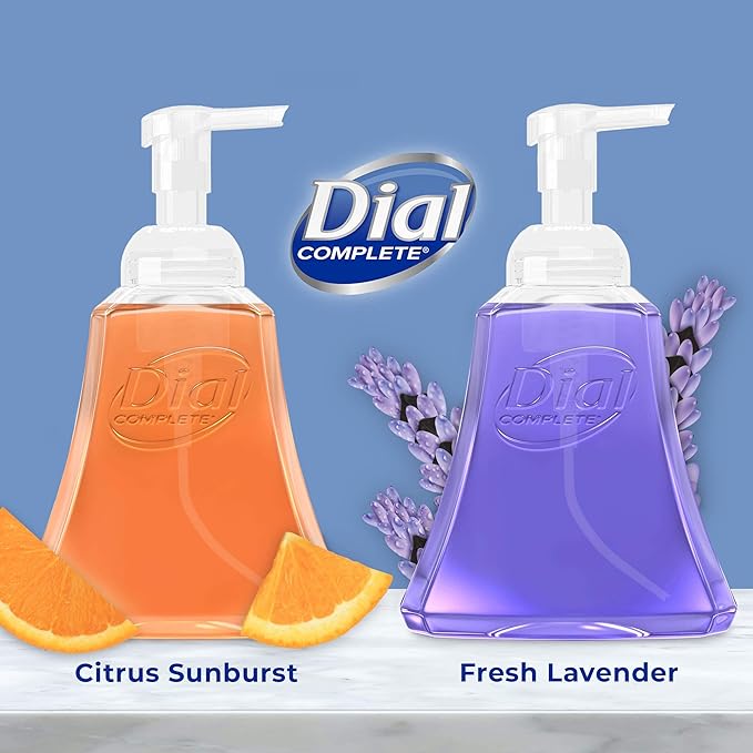 Dial Complete Antibacterial Foaming Hand Wash for Kitchen, Fresh Lavender Scent/Citrus Sunburst, 15 fl oz (Pack of 4)