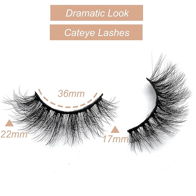 False Eyelashes Fluffy Dramatic 20-22mm Long Faux Mink Wispy Silk Fake Eye Lashes 5 Pairs Pack