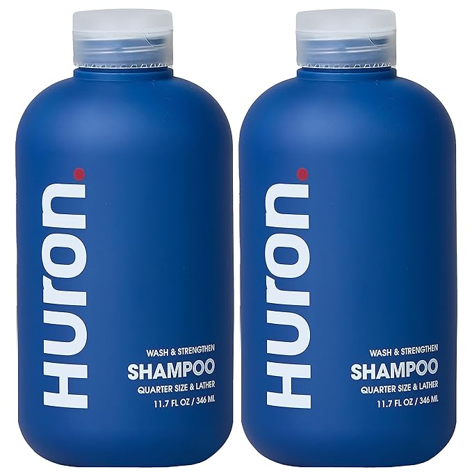Huron Men's Daily Shampoo for Full & Strong Hair - Nourishing Shampoo with Argan Oil & Vitamins E and B5 - 11.7oz (2 Pack)