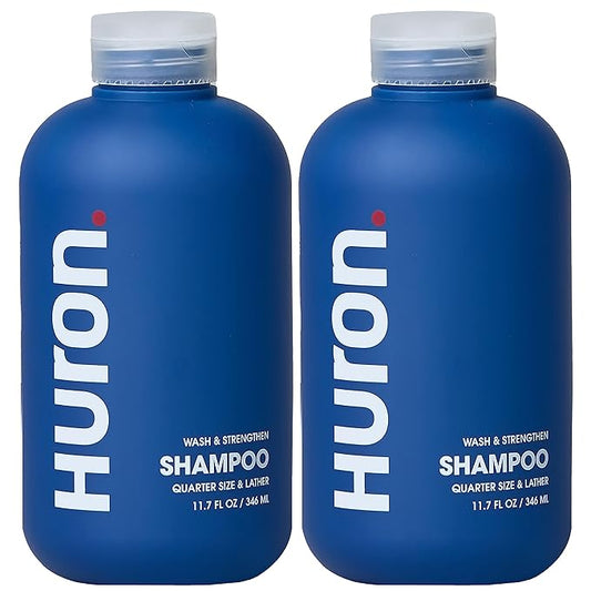 Huron Men's Daily Shampoo for Full & Strong Hair - Nourishing Shampoo with Argan Oil & Vitamins E and B5 - 11.7oz (2 Pack)